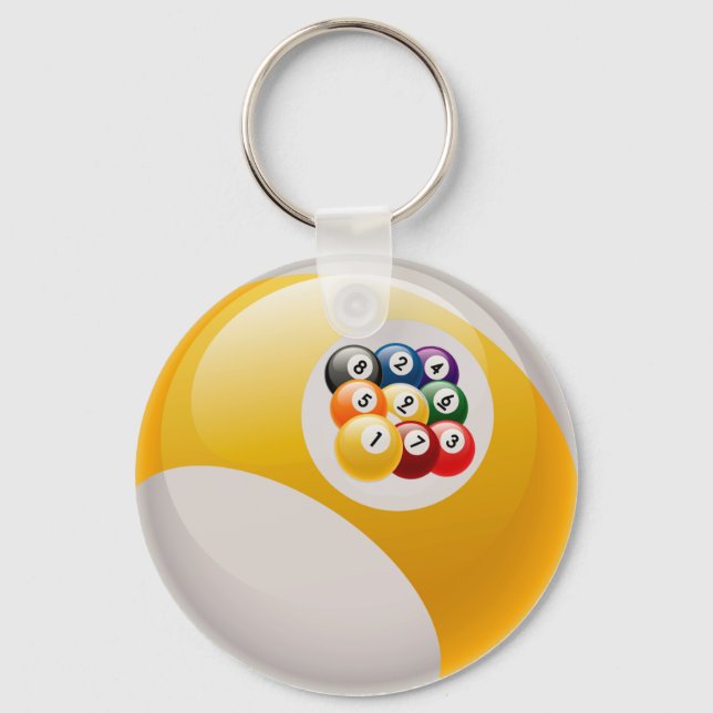 NINE BALL RACK BILLIARDS BALL KEYCHAIN (Front)