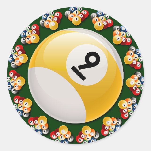 NINE BALL RACKS AND 9 BALL CLASSIC ROUND STICKER (Front)