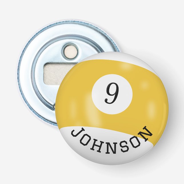 Nine Ball With Custom Name Bottle Opener (Front)