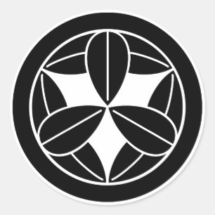 Nine bamboo leaves in circle classic round sticker