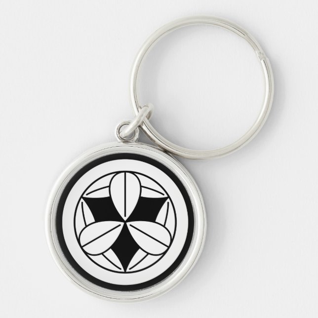 Nine bamboo leaves in circle keychain (Front)