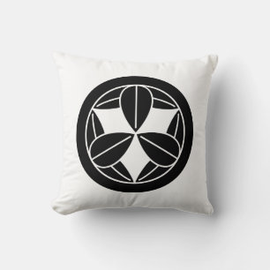 Nine bamboo leaves in circle throw pillow