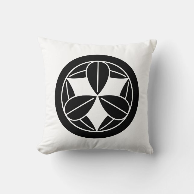 Nine bamboo leaves in circle throw pillow (Front)