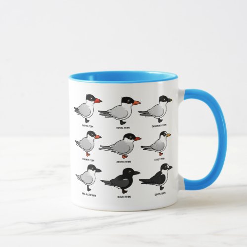 Nine Birdorable Terns labeled Mug