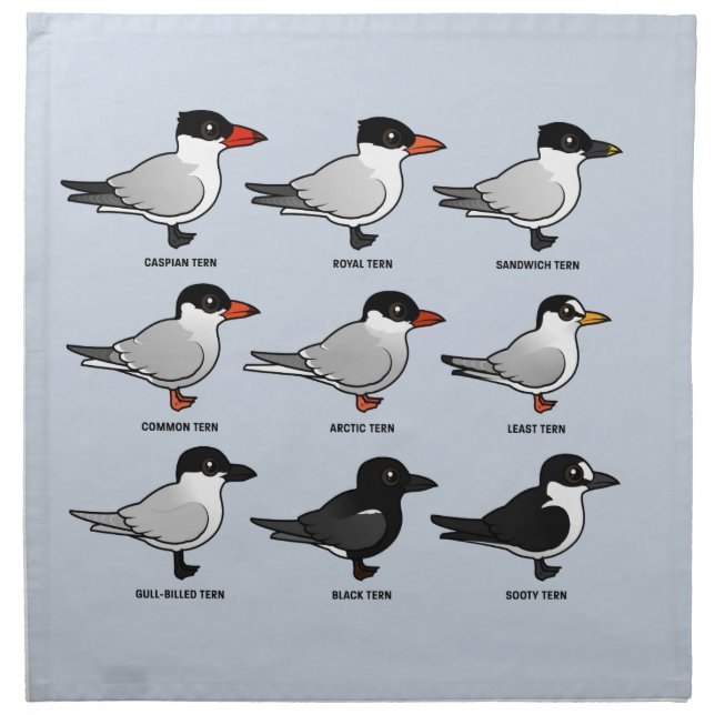 Nine Birdorable Terns (labeled) Napkin (Front)