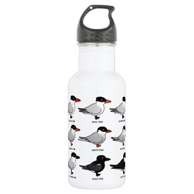 Nine Birdorable Terns (labeled) Water Bottle