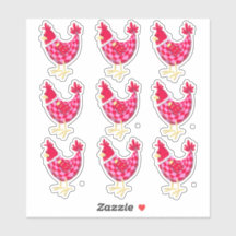 Nine Checkered Hens - Stickers