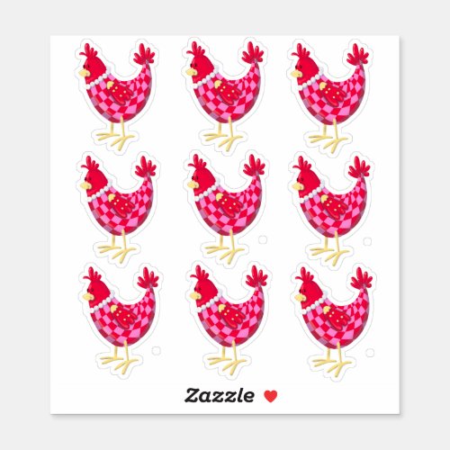 Nine Checkered Hens _ Stickers