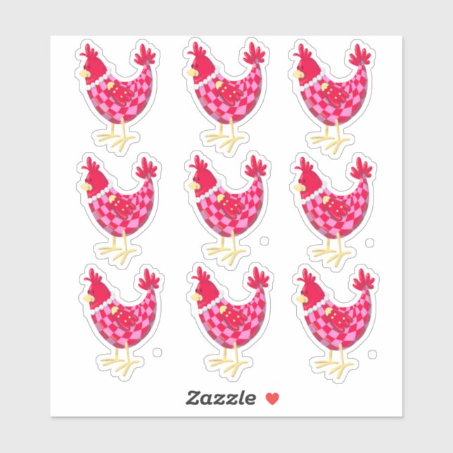 Nine Checkered Hens - Stickers (Sheet)