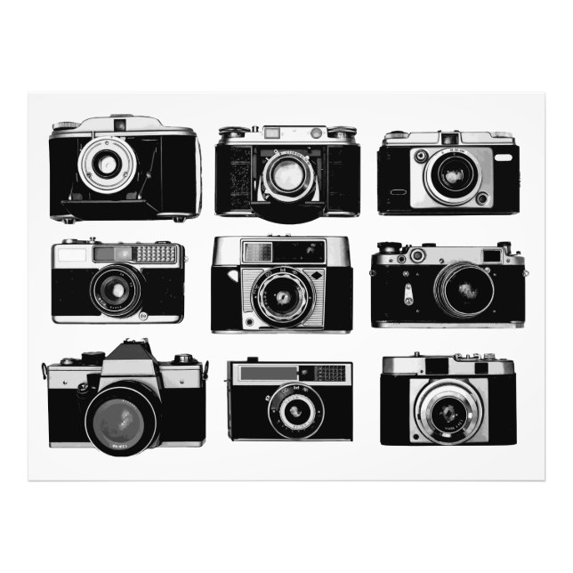 NINE CLASSIC BLACK & WHITE 35mm PHOTO FILM CAMERAS (Front)