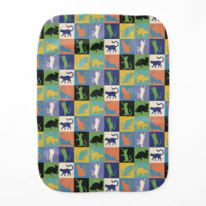 Nine Colorful Cool Cats in Quilt Squares Baby Burp Cloth