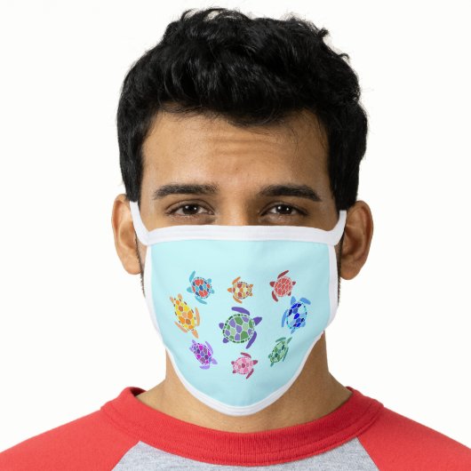 Nine Colorful Sea Turtles Swimming Face Mask (Worn Him)
