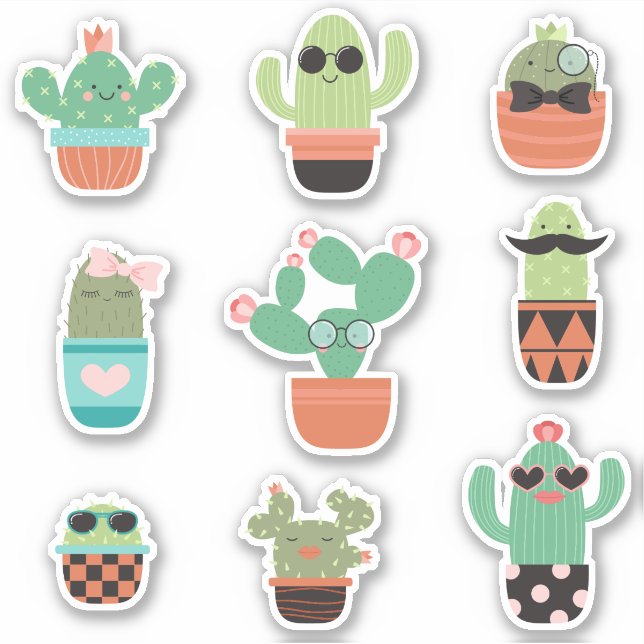 Nine Cool Cacti Sticker (Front)