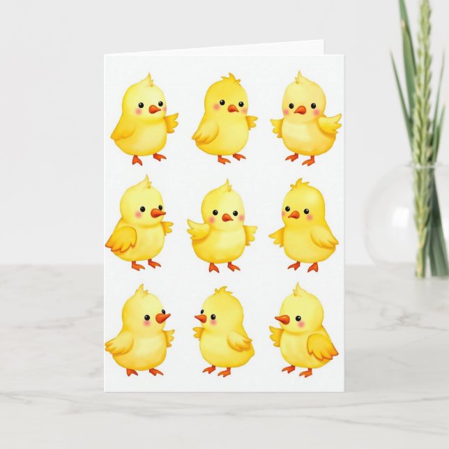 Nine Cute Bird Friends Card (Front)