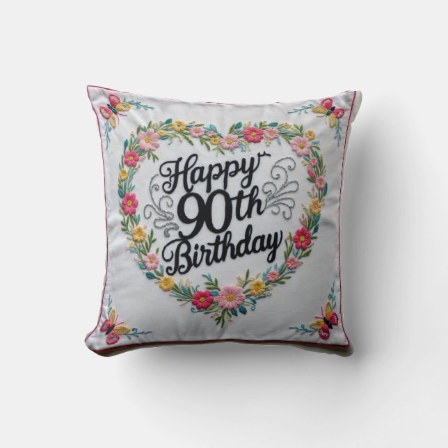  “Nine Decades of Joy” Throw Pillow: Celebrate a L Throw Pillow (Front)