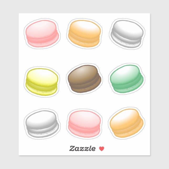 Nine Delicate Macarons  Sticker (Sheet)