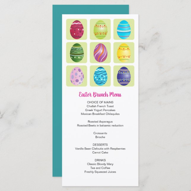 Nine Easter Eggs Holiday Menu (Front/Back)