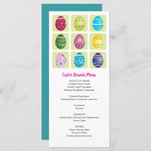 Nine Easter Eggs Holiday Menu