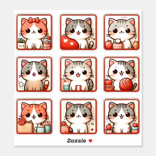 Nine Feline Emotions Sticker