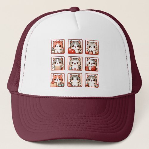 Nine Feline Emotions Trucker Hat