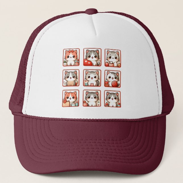 Nine Feline Emotions Trucker Hat (Front)