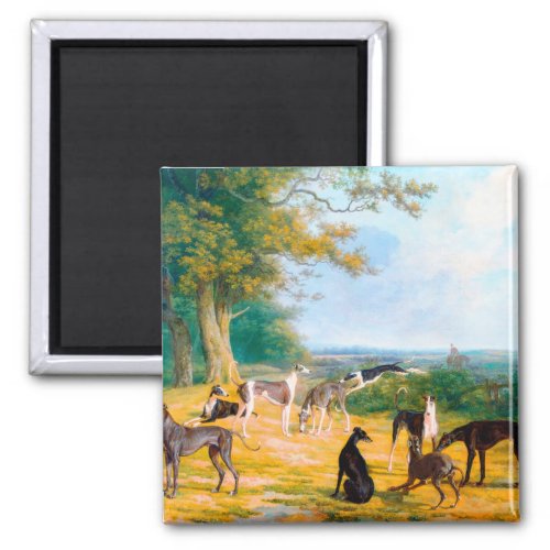 Nine Greyhounds in a Landscape by Jacques_Laurent  Magnet