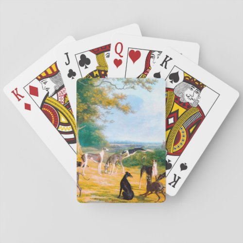 Nine Greyhounds in a Landscape by Jacques_Laurent  Playing Cards