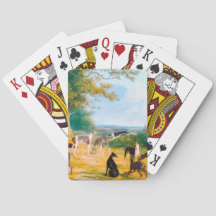 Nine Greyhounds in a Landscape by Jacques-Laurent  Poker Cards