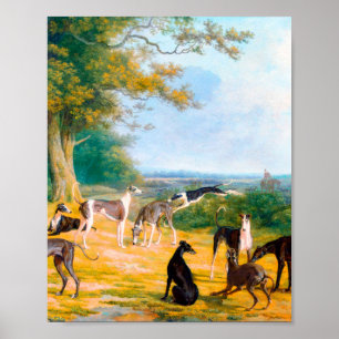 Nine Greyhounds in a Landscape by Jacques-Laurent Poster