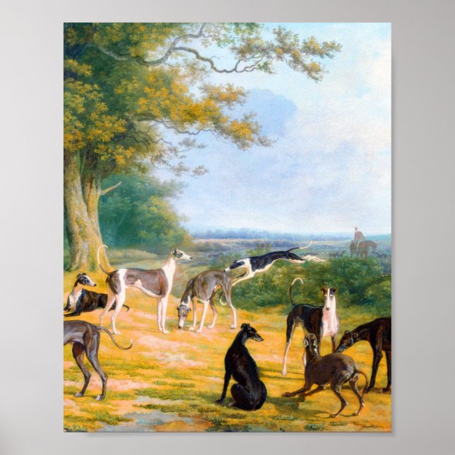 Nine Greyhounds in a Landscape by Jacques-Laurent  Poster (Front)
