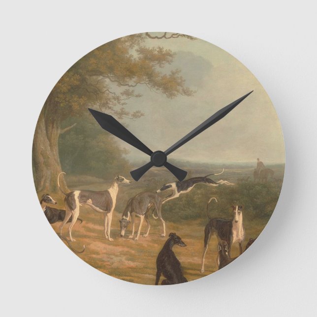 Nine Greyhounds In A Landscape Jacques Laurent Round Clock (Front)