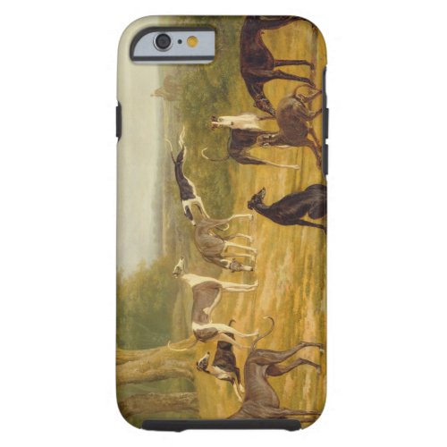 Nine Greyhounds in a Landscape oil on canvas Tough iPhone 6 Case