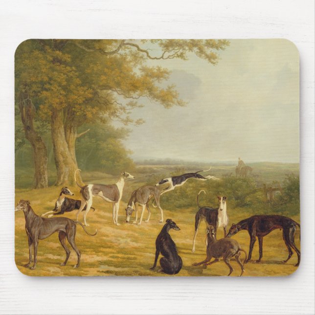 Nine Greyhounds in a Landscape (oil on canvas) Mouse Pad (Front)