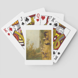 Nine Greyhounds in a Landscape (oil on canvas) Poker Cards