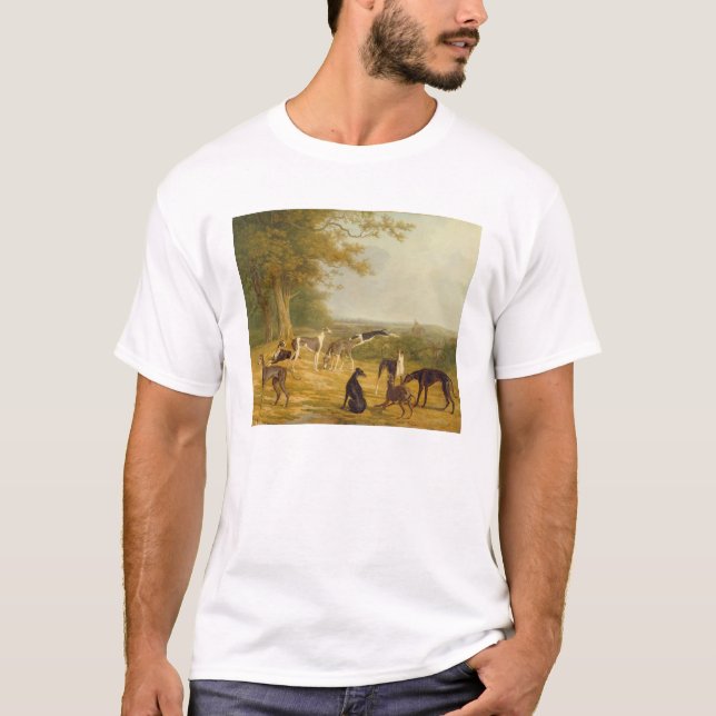 Nine Greyhounds in a Landscape (oil on canvas) T-Shirt (Front)