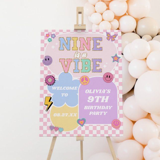 Nine Is A Vibe 9th Birthday Party Welcome Sign (Creator Uploaded)