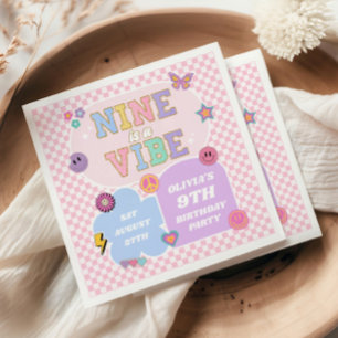 Nine Is A Vibe Preppy Patch 9th Birthday Party Napkins