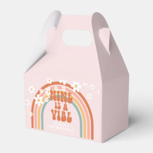 Nine is a Vibe Retro rainbow 9th birthday Favor Boxes