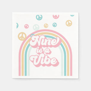 Nine is a Vibe Retro Summer Rainbow Napkins