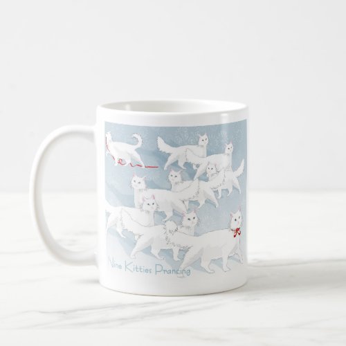 Nine Kitties Prancing Holiday Coffee Mug