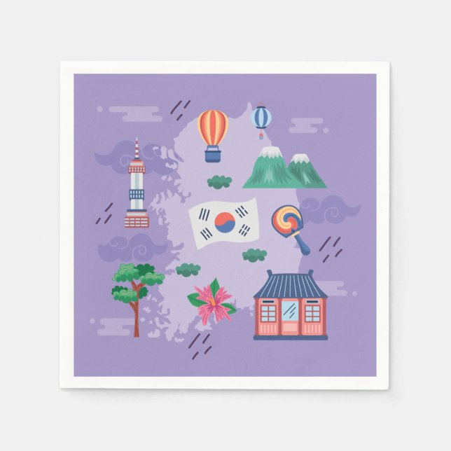 nine korean culture icons napkins (Front)