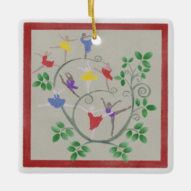 Nine Ladies Dancing Christmas Ornament (Front)