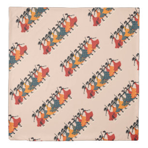 Nine Ladies Dancing Cut-Out Stencil Retro Style 2 Duvet Cover