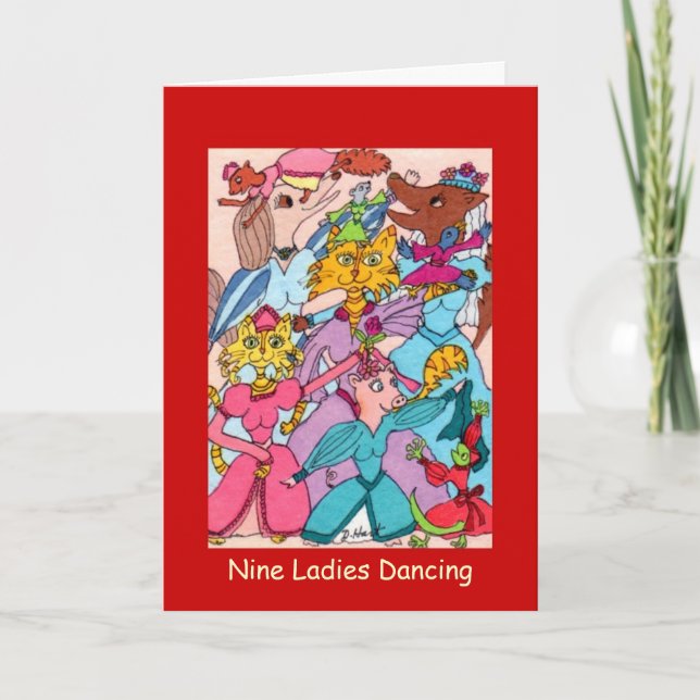 Nine Ladies Dancing Holiday Card (Front)