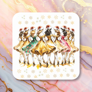 Nine Ladies Dancing Twelve Days of Christmas Square Sticker