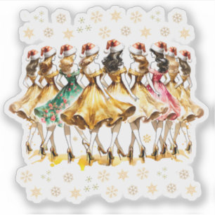 Nine Ladies Dancing   Twelve Days of Christmas Sticker