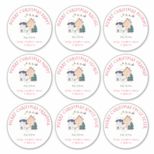 Nine Large Different Names Sleigh Merry Christmas Sticker