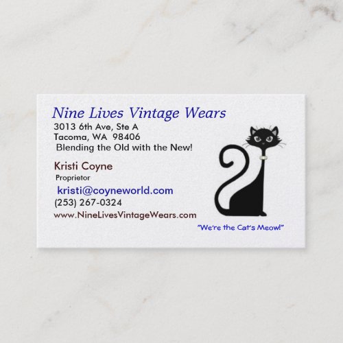 Nine Lives Vintage Wears Logo Cat Business Card Template