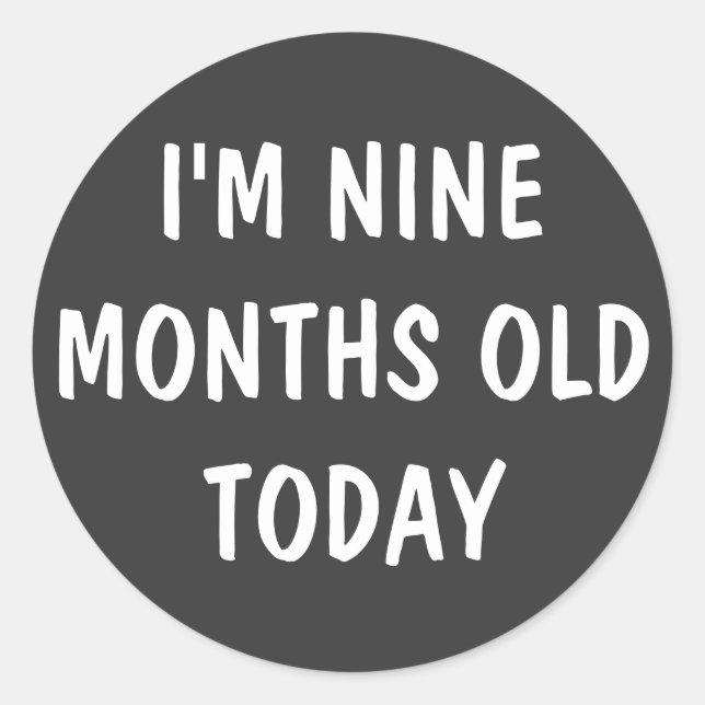 NINE Month Old Baby Classic Round Sticker (Front)