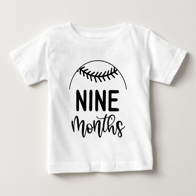 Nine Months Baseball Baby Milestone - Baby T-Shirt (Front)